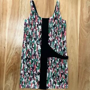 Balenciaga Sleeveless Lace Shift Party Dress Geometric Pattern Silk Slip Size 4